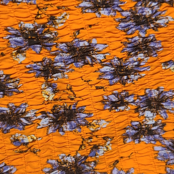 Topshop Orange Blue Smocked Blouse - Picture 3 of 3